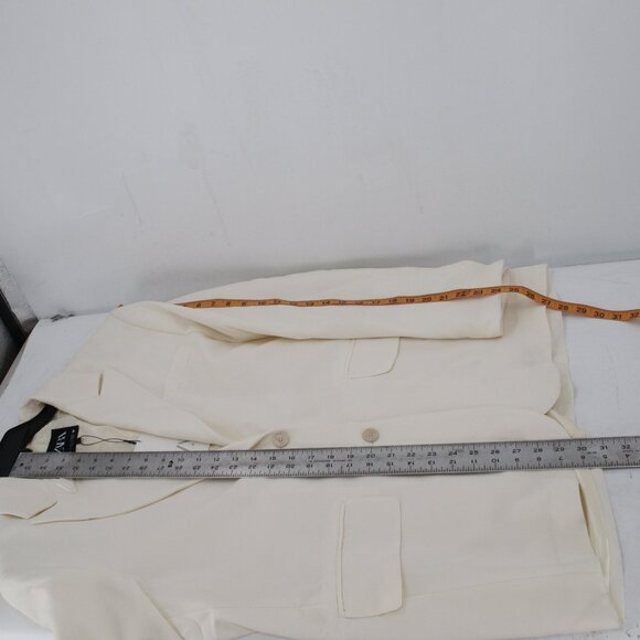 NWT Zara blazer womens M-L two button single breasted viscose blend ivory lapel - Picture 12 of 16